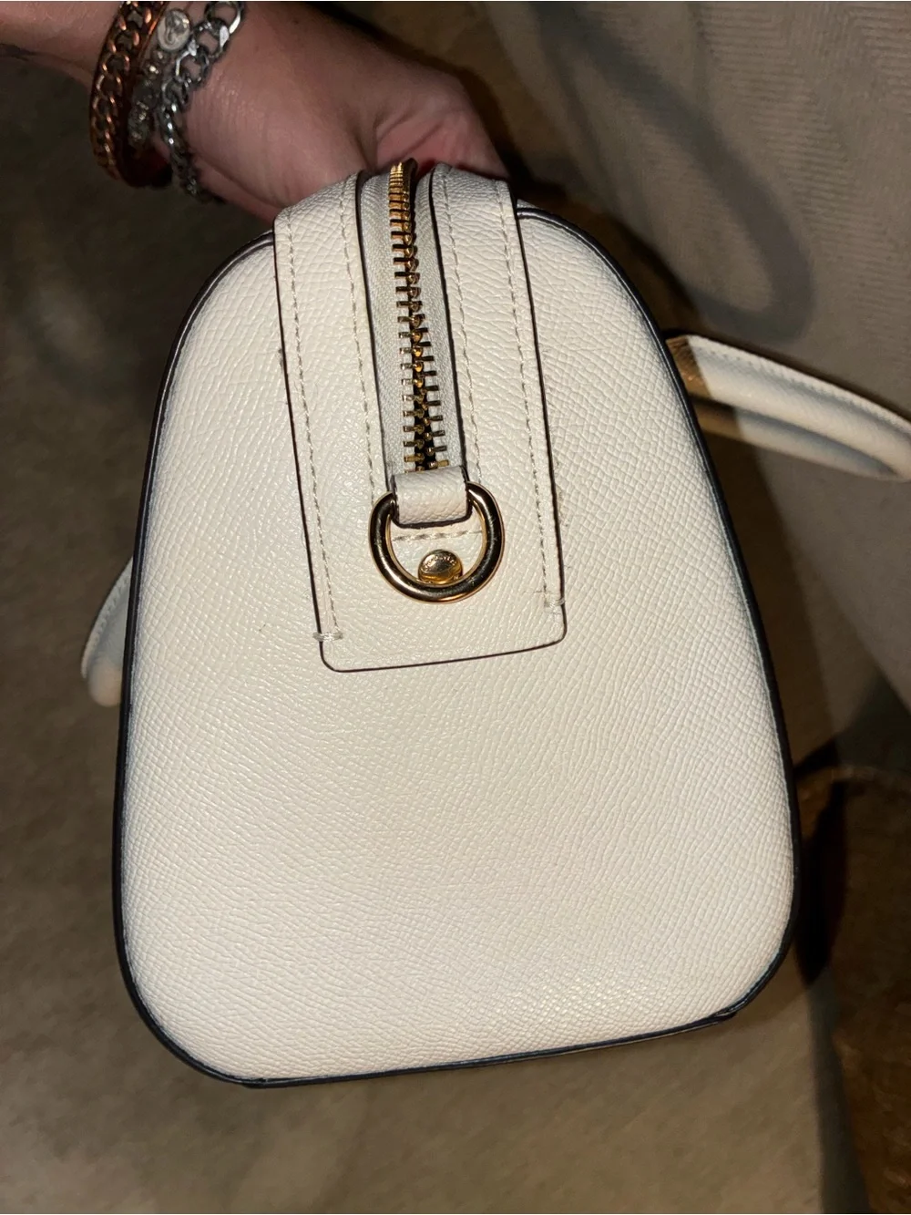 COACH White Leather Satchel with Gold Hardware